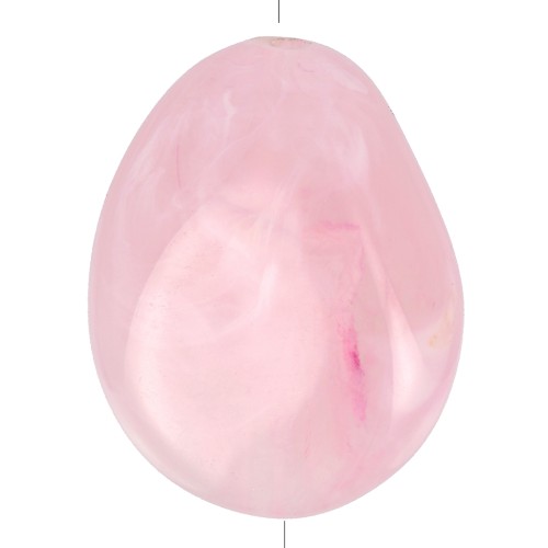 Perle plate irrégulière 25x20 mm en résine translucide - Rose clair marbré x1