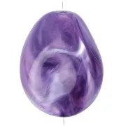 Perle plate irrégulière 25x20 mm en résine opaque - Violet marbré x1