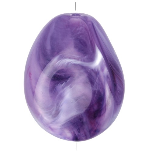 Perle plate irrégulière 25x20 mm en résine opaque - Violet marbré x1