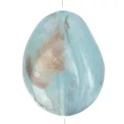 Perle plate irrégulière 25x20 mm en résine opaque - Bleu ciel marbré x1