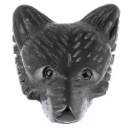 Pendentif tête de loup 35x25 mm en pierre gemme - Agate noire x1