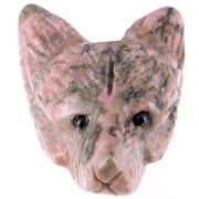 Pendentif tête de loup 35x25 mm en pierre gemme - Rhodonite x1