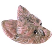 Pendentif tête de loup 35x25 mm en pierre gemme - Rhodonite x1