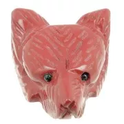 Pendentif tête de loup 35x25 mm en pierre gemme - Jaspe rouge x1