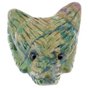 Pendentif tête de loup 35x25 mm en pierre gemme - Jade verte x1|raw }}