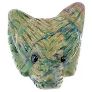 Pendentif tête de loup 35x25 mm en pierre gemme - Jade verte x1