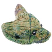 Pendentif tête de loup 35x25 mm en pierre gemme - Jade verte x1