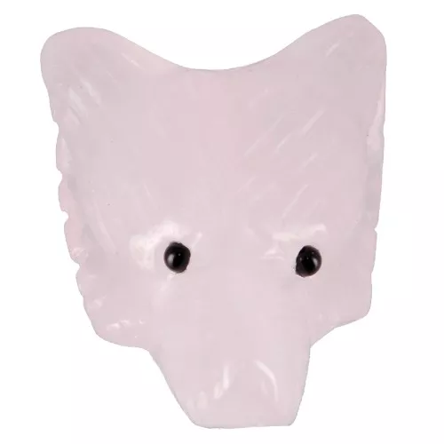 Pendentif tête de loup 35x25 mm en pierre gemme - Quartz rose x1