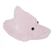 Pendentif tête de loup 35x25 mm en pierre gemme - Quartz rose x1