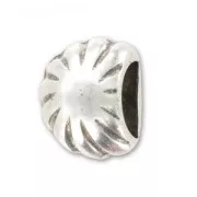 Embout coquillage pour cuir demi-rond argenté vieilli x1