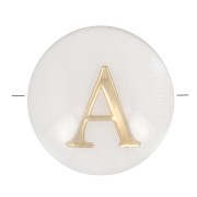 Perle lettre alphabet ronde en nacre 8 mm - A - Doré x1|raw }}