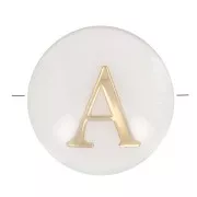 Perle lettre alphabet ronde en nacre 8 mm - A - Doré x1