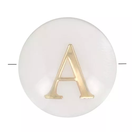 Perle lettre alphabet ronde en nacre 8 mm - A - Doré x1