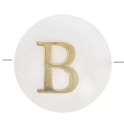 Perle lettre alphabet ronde en nacre 8 mm - B - Doré x1
