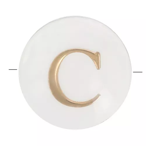 Perle lettre alphabet ronde en nacre 8 mm - C - Doré x1