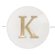Perle lettre alphabet ronde en nacre 8 mm - K - Doré x1