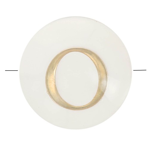 Perle lettre alphabet ronde en nacre 8 mm - O - Doré x1