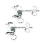 Clous d'oreilles porte-cabochon 1028/1088 6 mm argenté x2|raw }}