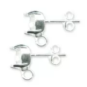 Clous d'oreilles porte-cabochon 1028/1088 6 mm argenté x2