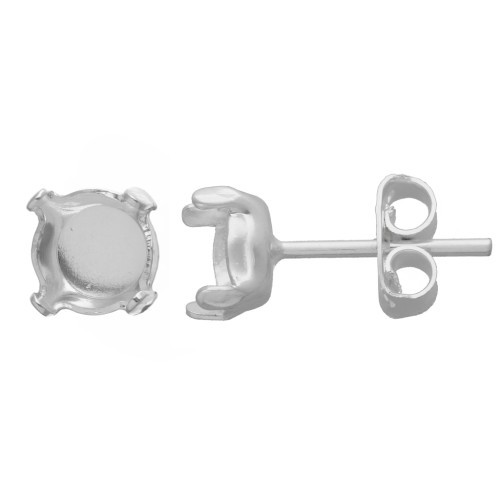 Clous d'oreilles porte-cabochon 1028/1088 6 mm argenté x2