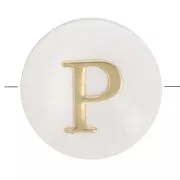 Perle lettre alphabet ronde en nacre 8 mm - P - Doré x1