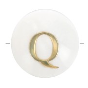 Perle lettre alphabet ronde en nacre 8 mm - Q - Doré x1|raw }}