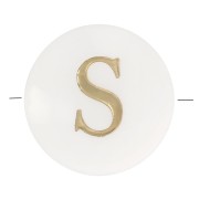 Perle lettre alphabet ronde en nacre 8 mm - S - Doré x1|raw }}