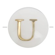 Perle lettre alphabet ronde en nacre 8 mm - U - Doré x1|raw }}