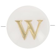 Perle lettre alphabet ronde en nacre 8 mm - W - Doré x1
