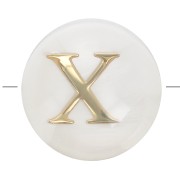 Perle lettre alphabet ronde en nacre 8 mm - X - Doré x1|raw }}