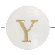 Perle lettre alphabet ronde en nacre 8 mm - Y - Doré x1|raw }}