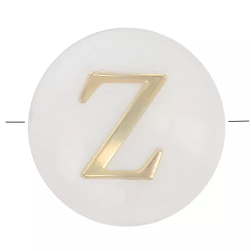 Perle lettre alphabet ronde en nacre 8 mm - Z - Doré x1