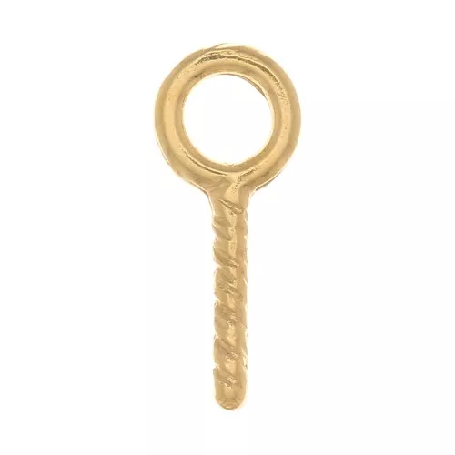 Crochets pitons à visser avec anneau 4 mm - Doré à l'or fin x4
