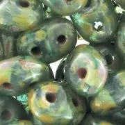 SuperDuo 2,5x5 mm Aquamarine Travertin x10g