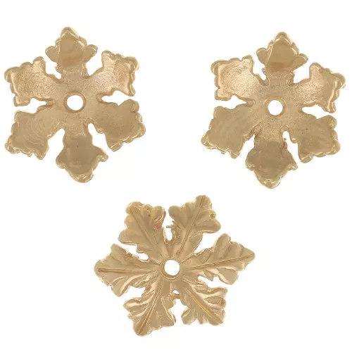 Coupelle flocon de neige 10 mm - Doré à l'or fin x1