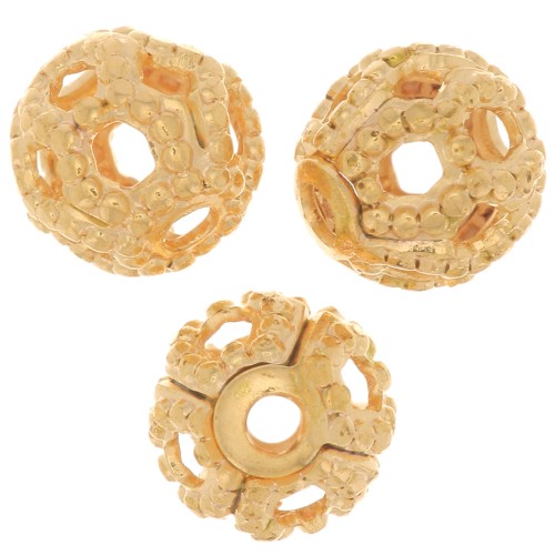 Perles rondes filigranées 4 mm - Doré à l'or fin x20