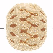 Perles rondes aplaties filigranées 8x7 mm - Doré à l'or fin x10