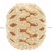 Perles rondes aplaties filigranées 8x7 mm - Doré à l'or fin x10