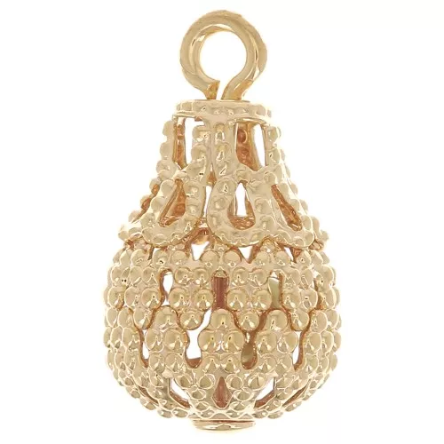 Breloques gouttes filigranées 14x8 mm - Doré à l'or fin x10