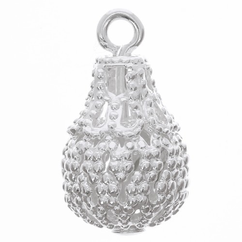 Breloques gouttes filigranées 14x8 mm - Placage Argent fin x10