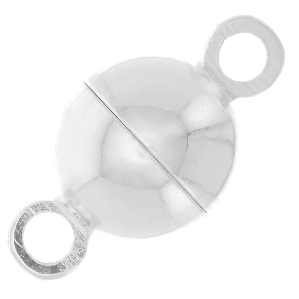 Fermoir magnetique forme ronde argent pour cuir 10mm - Fermoirs collier