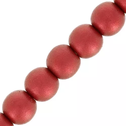 Perles en verre tchèque rondes 3 mm - Red Metallic Mat x50