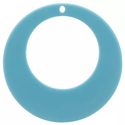 Pendentif rond évidé en acrylique 50 mm - Turquoise x1