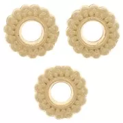 Perles rondelles travaillées 7 mm - Doré à l'or fin x6