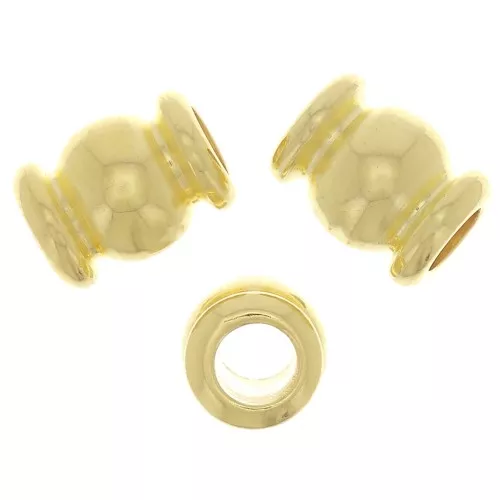 Perles tubes travaillées 6x5 mm - Doré à l'or fin x6
