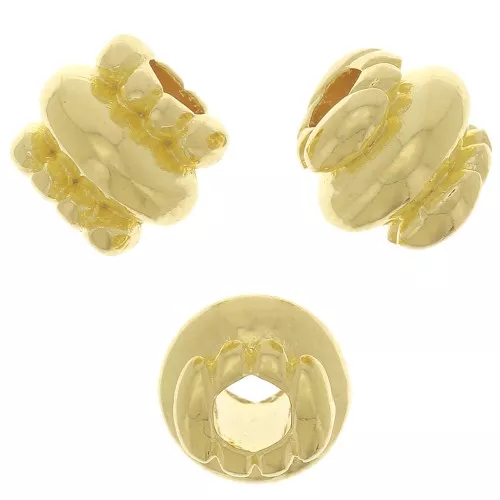 Perles tubes travaillées 6x6.5 mm - Doré à l'or fin x6