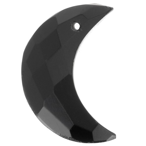 Pendentif demi-lune facetté 16X10 mm en pierre gemme - Onyx noir x1