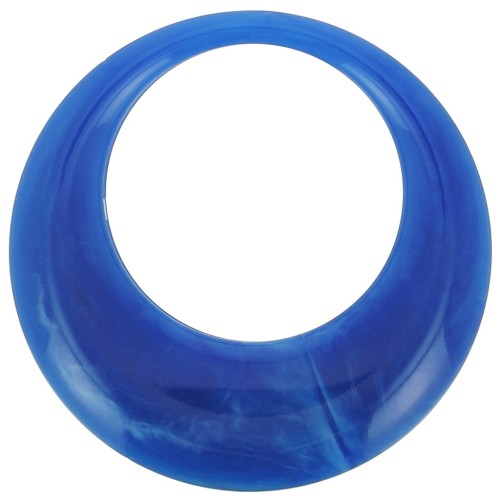 Pendentif rond évidé en résine opaque 44 mm - Bleu royal marbré x1