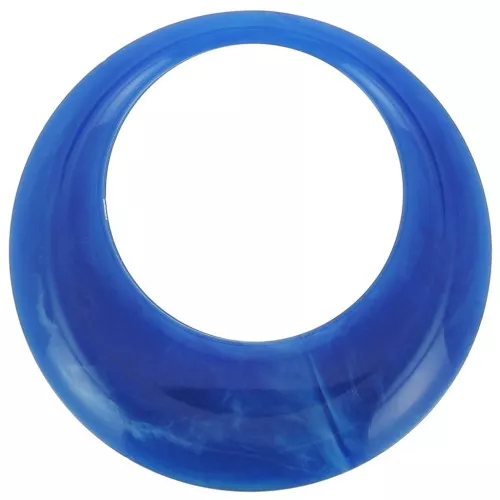 Pendentif rond évidé en résine opaque 44 mm - Bleu royal marbré x1