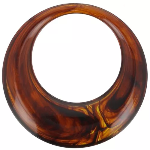 Pendentif rond évidé en résine translucide 44 mm - Ambre marbré x1